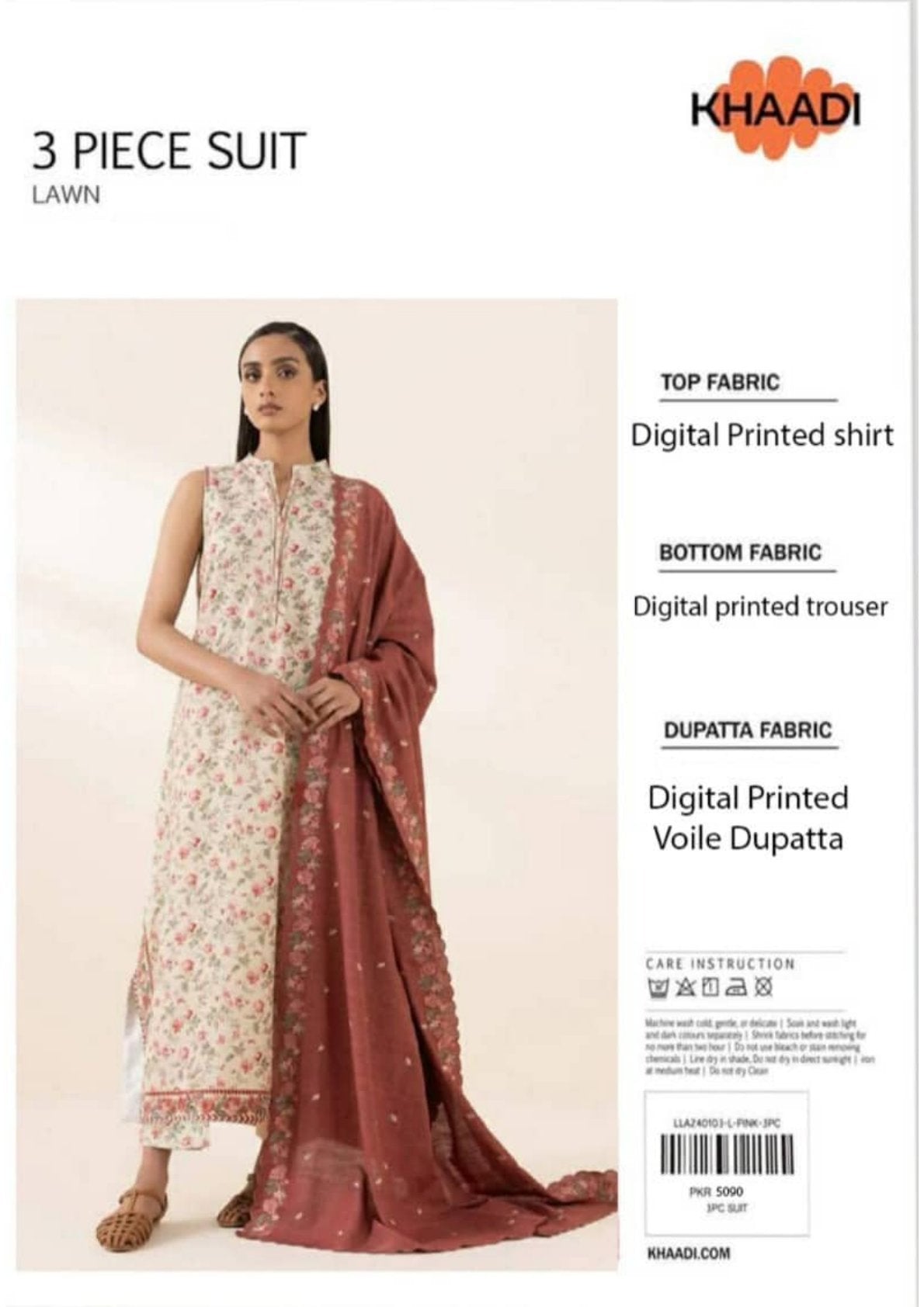 🌟KHAADI LAWN 3 PIECE