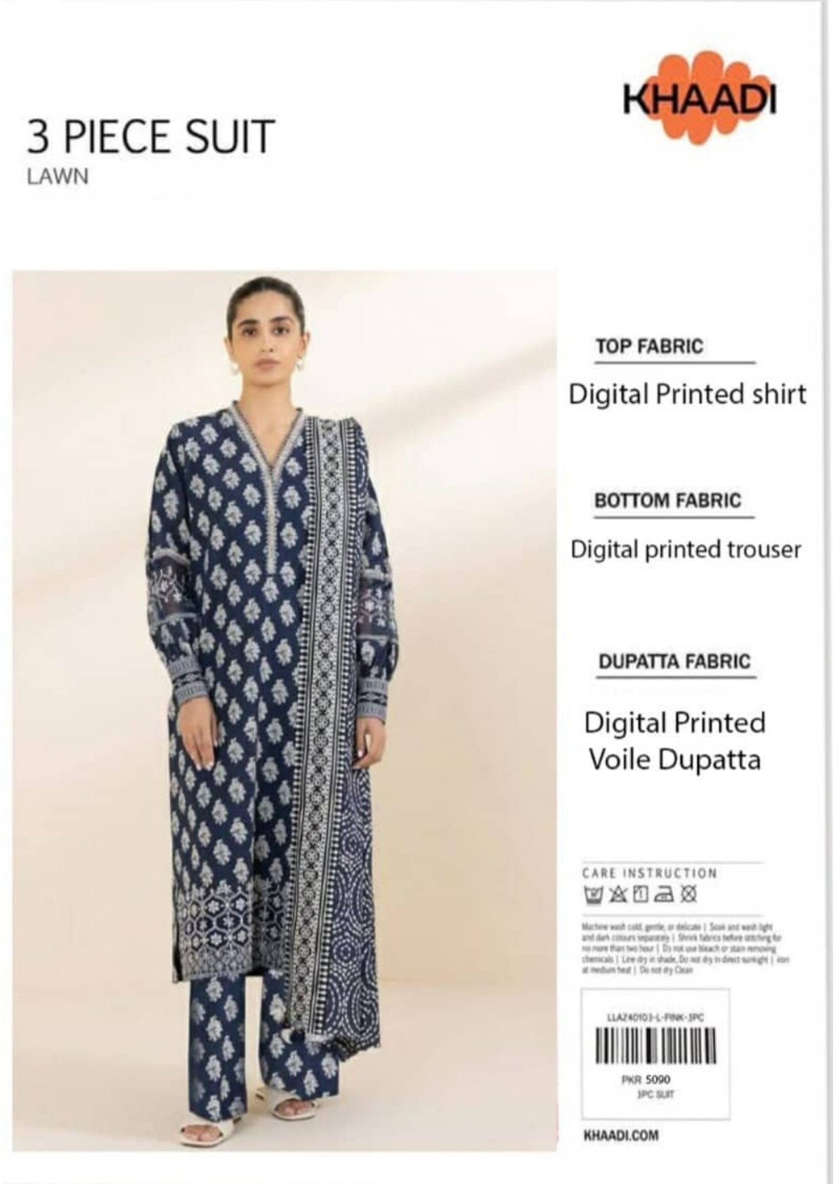 🌟KHAADI LAWN 3 PIECE