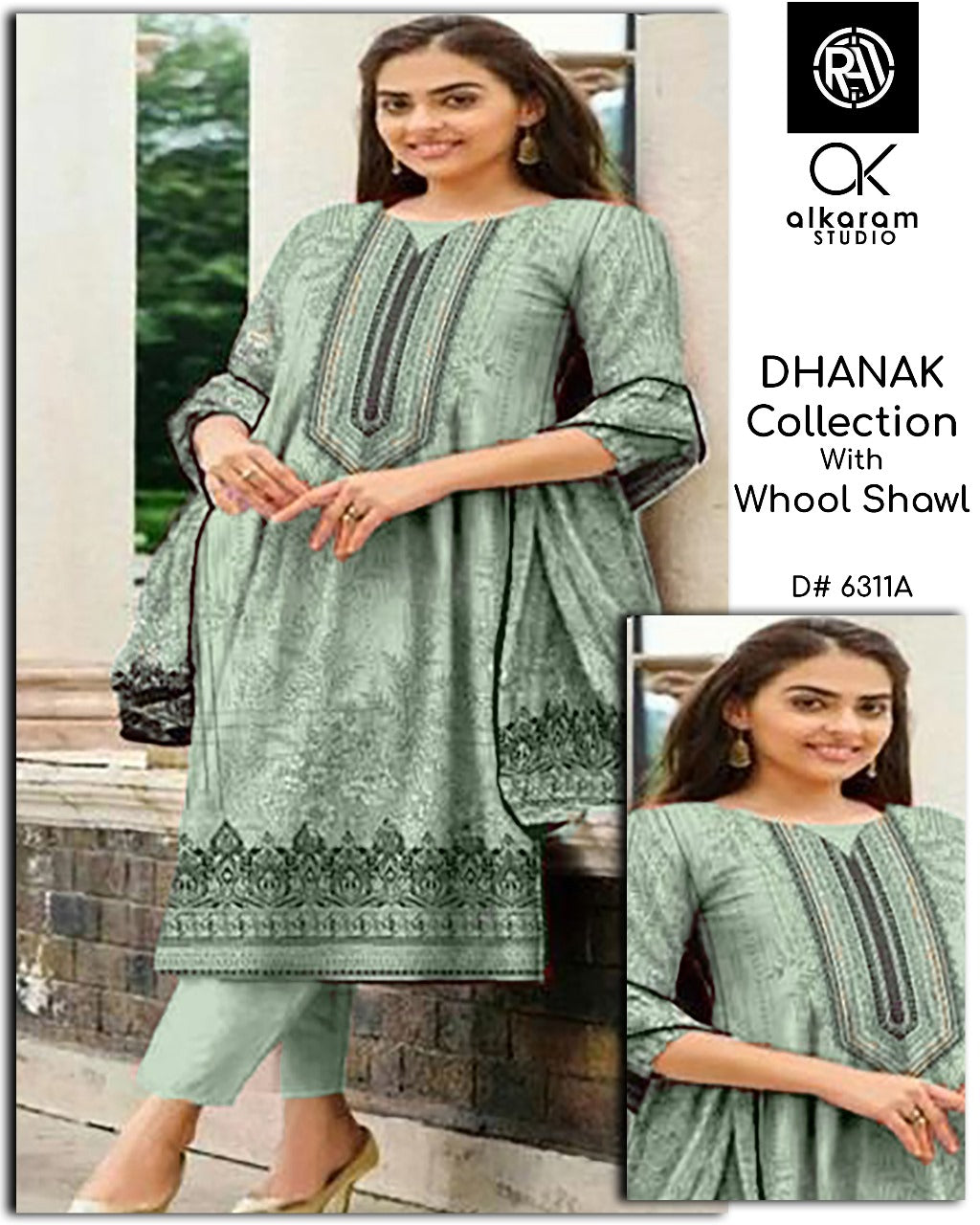 3 piece - Printed & embroidered Dhanak Suit ( allowed to open )