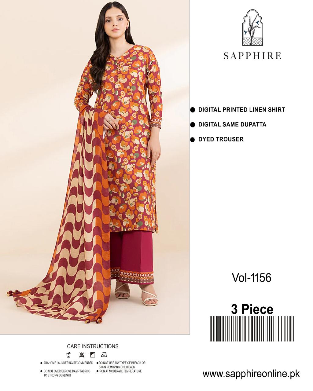 SAPHHIRE DIGITAL PRINTED LINEN 3PC