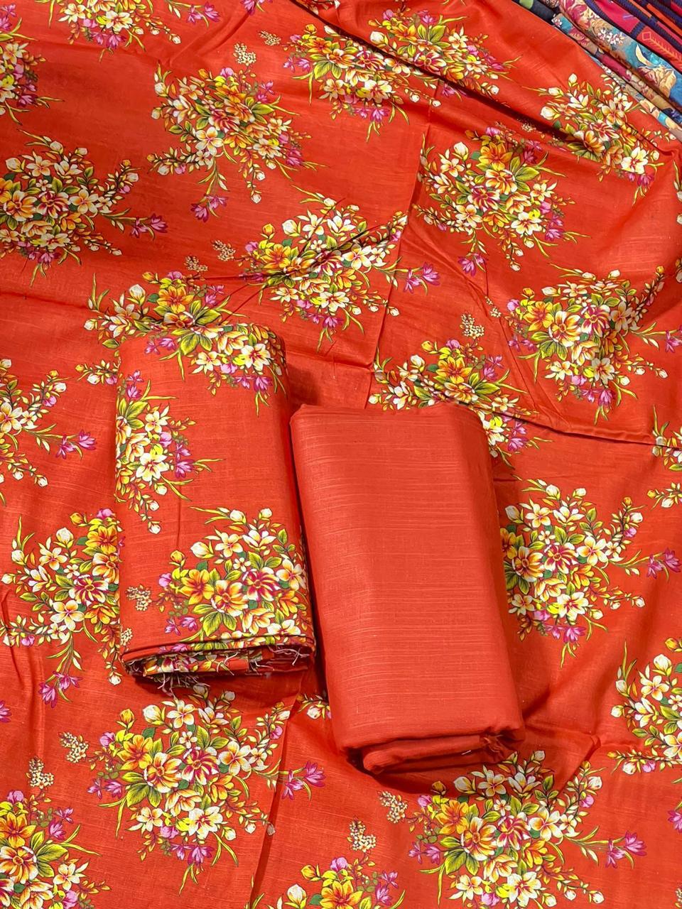 2 piece - Digital Printed fancy shutter less khaddar Suit