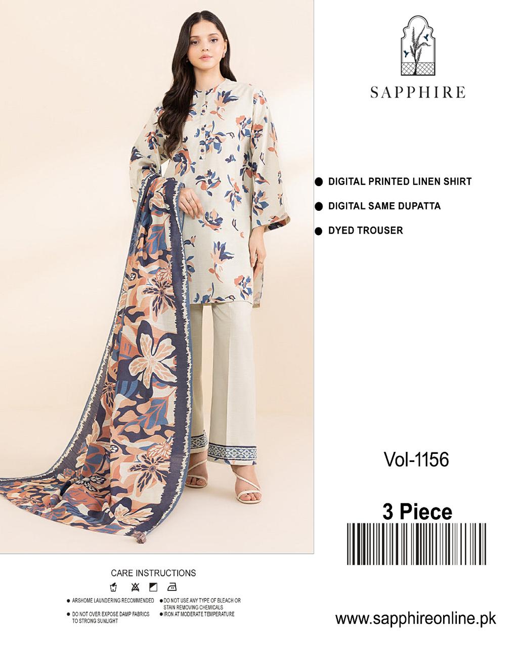 SAPHHIRE DIGITAL PRINTED LINEN 3PC