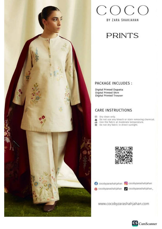 Coco print by Zara Shahjahan Lawn 3pc | Printed