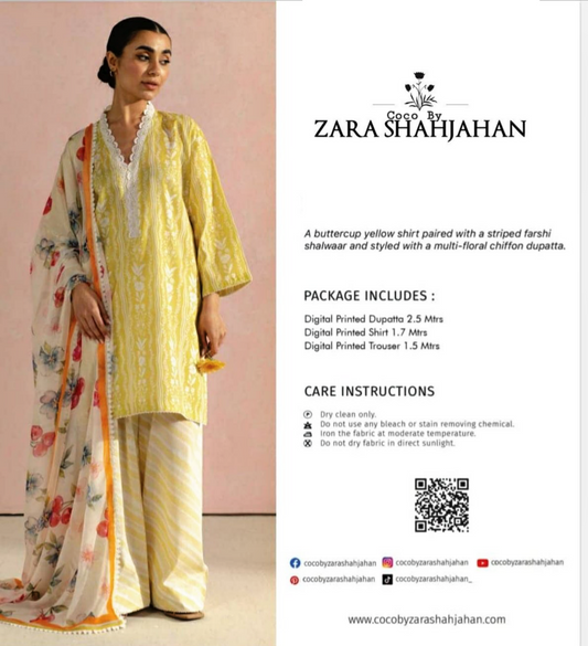 Zara Shahjahan Printed Lawn 3pc