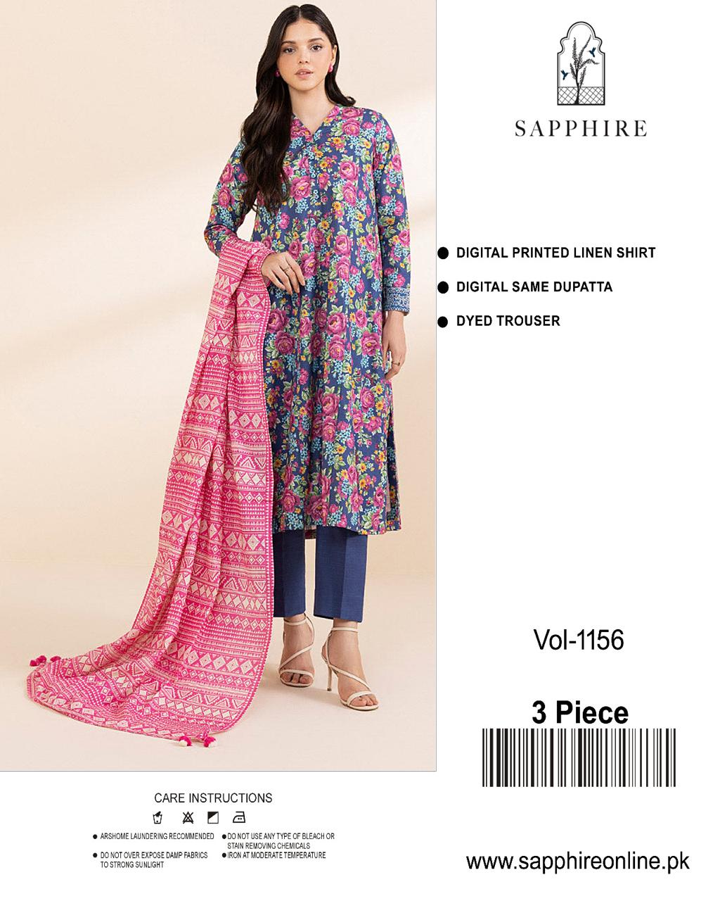 SAPHHIRE DIGITAL PRINTED LINEN 3PC