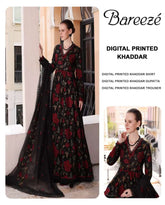 3 piece - Digital Printed fancy Bana dora khaddar Suit ( Bareeze )