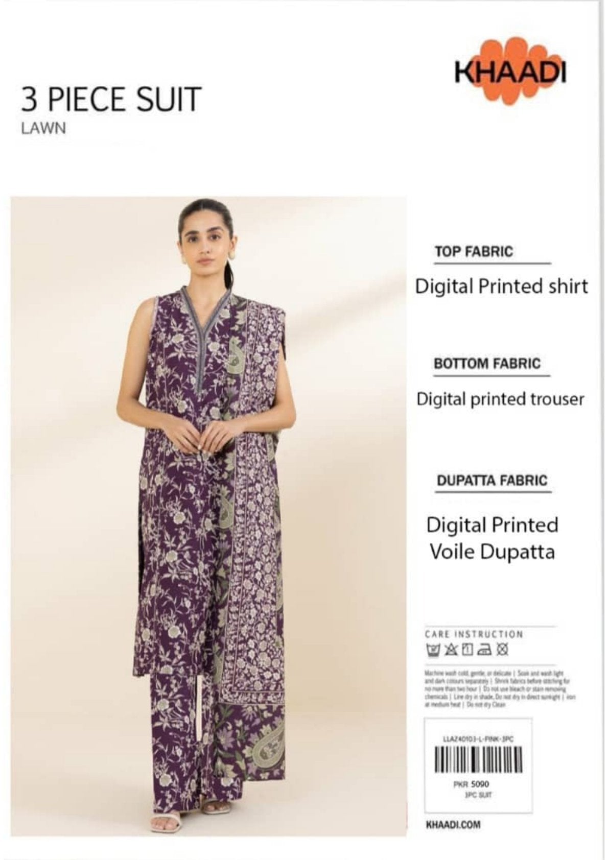 🌟KHAADI  LAWN 3 PIECE