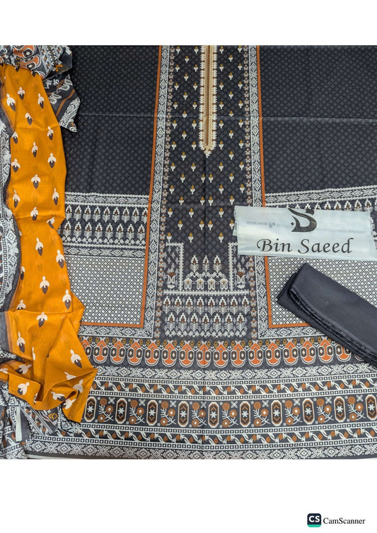BIN SAEED BRAND (LAWN)  3 piece (2025)