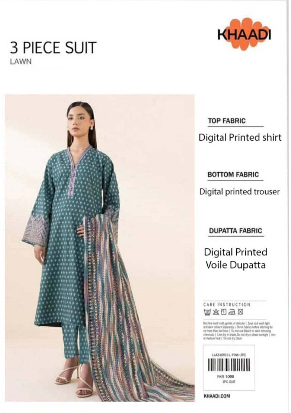 🌟KHAADI  LAWN 3 PIECE