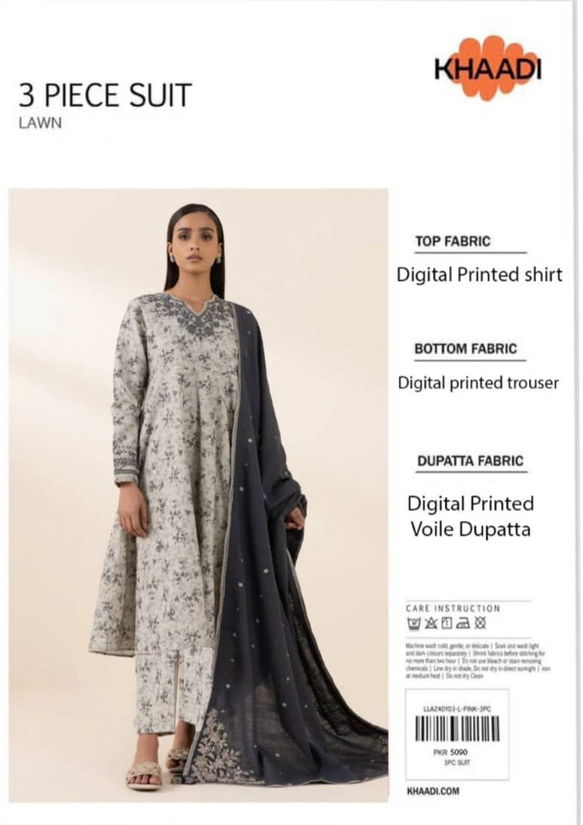 🌟KHAADI  LAWN 3 PIECE